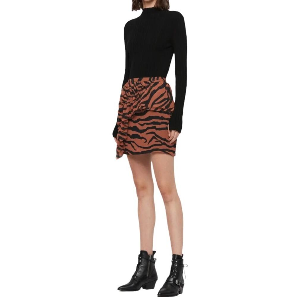ALLSAINTS Nia Zephyr Animal Print Miniskirt-2 - Picture 1 of 7